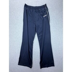 Asics Mens Navy Blue Track Pants White Piping Activewear Size Medium RN Y2k VTG